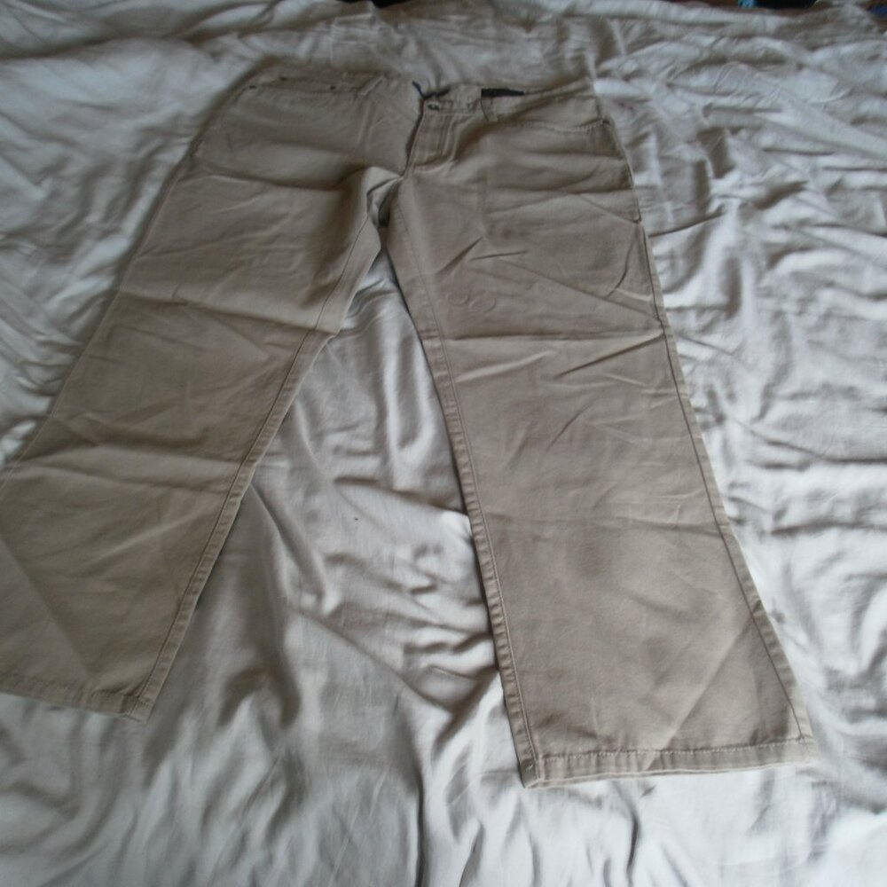 Weatherproof 5 Pocket Rugged Canvas Straight Leg fit Mens Beige Pants Sz 38x30